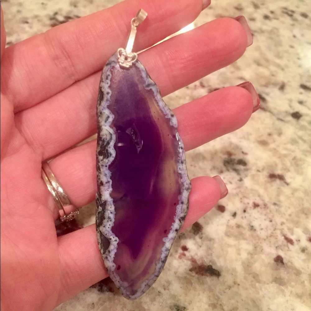 Purple agate slice pendant